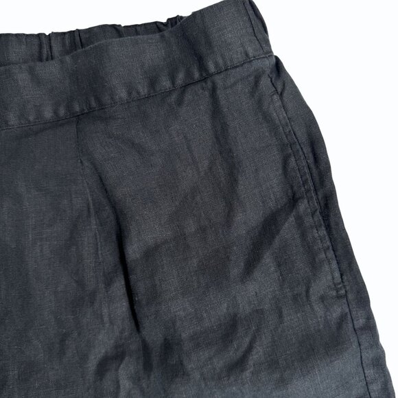 Madewell Clean Pull-On Shorts 100% Linen Black Plus Size 3X Lagenlook Beachy - Picture 5 of 12